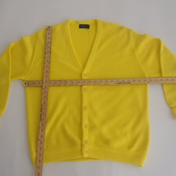 Vtg '90S Jockey Trophy Yellow Wool Blend Fine Knit Button Up Cardigan Sweater L - Picture 3 of 9